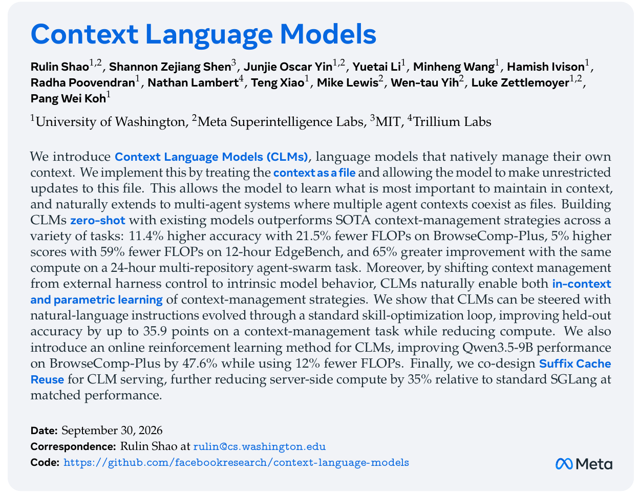 Title, authors and abstract from Context Language Models, arXiv:2609.37725v1.