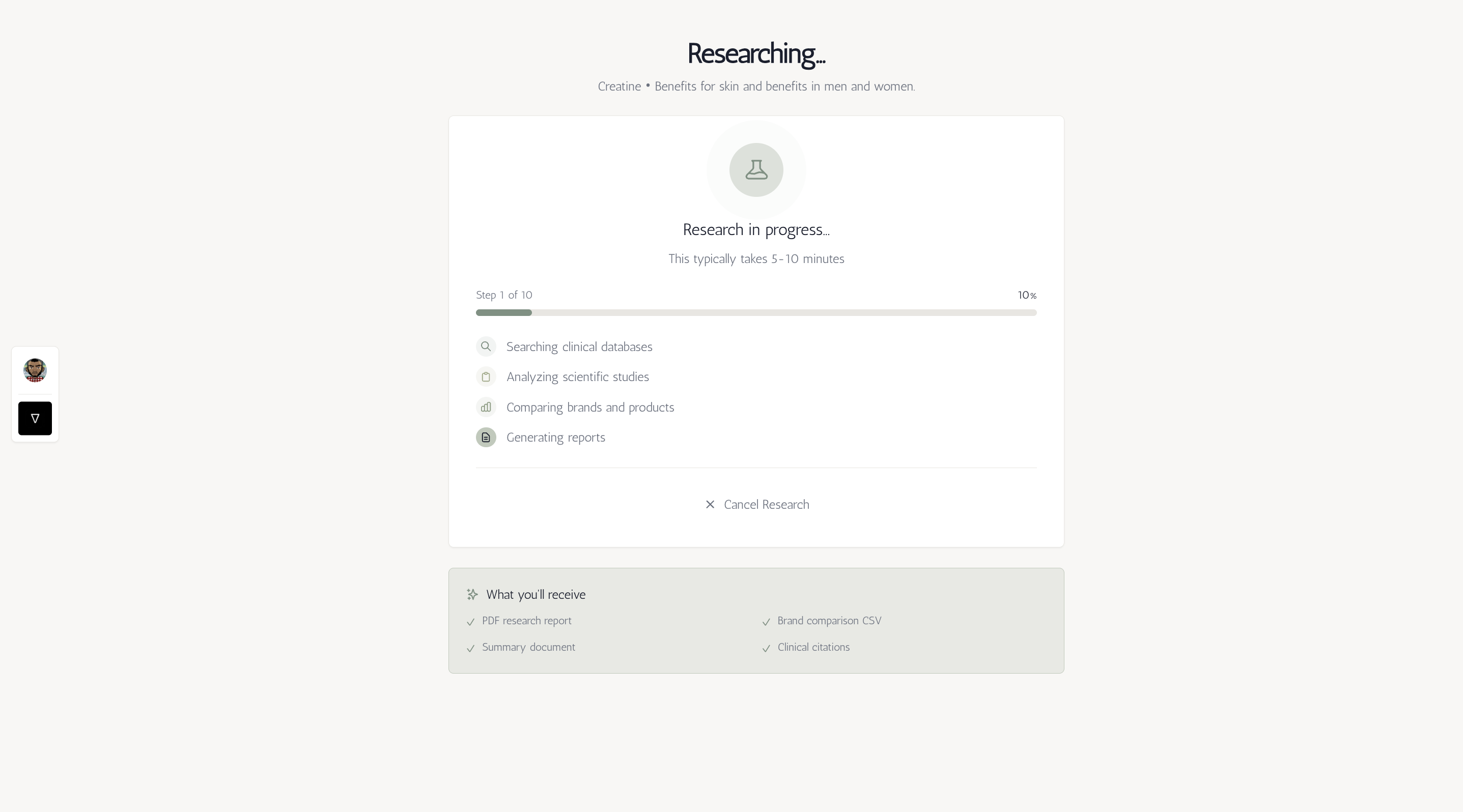 Search results progress