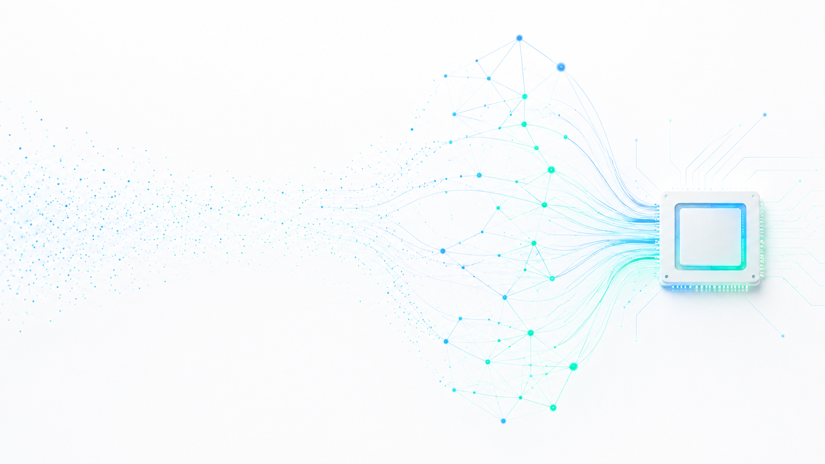 Vector graph flowing into a GPU chip for a blog about scaling vector index creation.